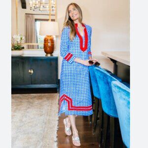 Sail to Sable Gingham Long Sleeve Tunic Dress $198